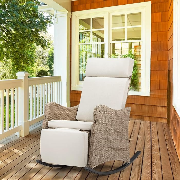 Outdoor Recliner for Patio, Wicker Reclining Patio Chair with 150\u00b0Adjustable Back, Porch Rec... | Amazon (US)