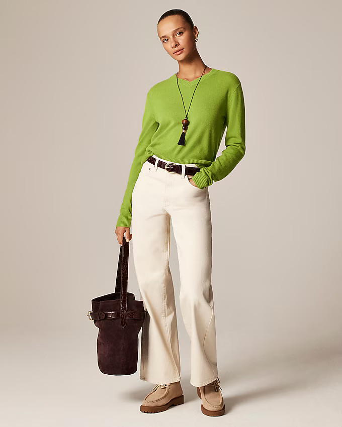 Cashmere high V-neck sweater | J. Crew US
