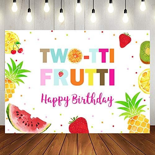 Twotti Frutti Birthday Backdrop Girl's Happy Birthday Summer Watercolor Fruits Background Tutti Frui | Amazon (US)
