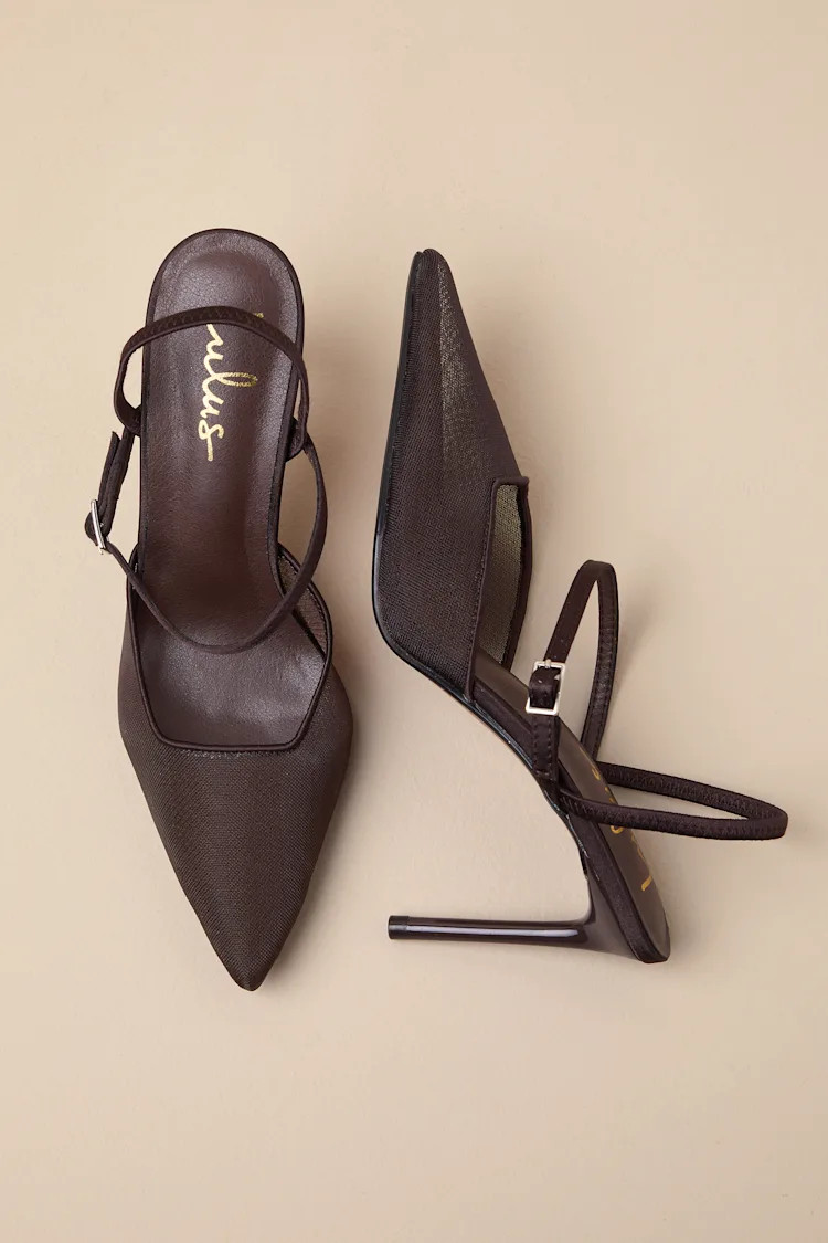 Zylla Chocolate Mesh Pointed-Toe Pumps | Lulus