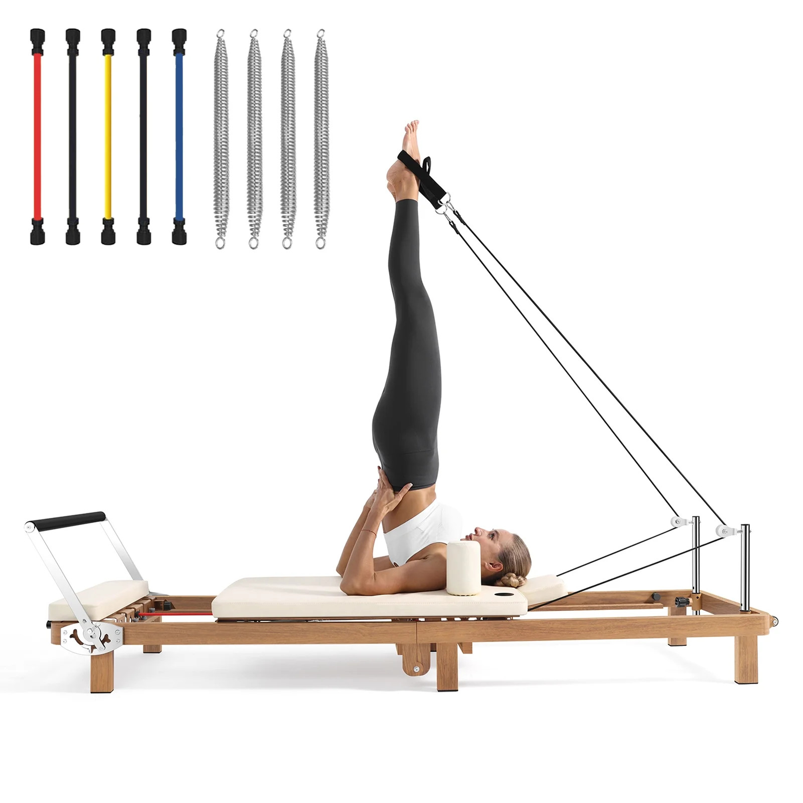 Foldable Pilates Reformer Machine, 90% Pre-Assembled Pro Pilates Equipment，Adjustable Spring + ... | Walmart (US)