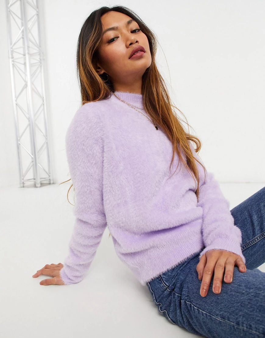 Mango fluffy sweater in lilac-Purple | ASOS (Global)