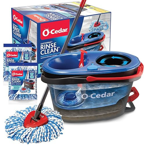 O-Cedar RinseClean Spin Mop & Bucket System + 2 Extra Mop Heads| Clean with Clean Water | Removes 99% of Bacteria | Amazon (US)