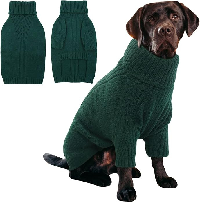 IECOii XXL Dog Sweater,Thermal Knit Big Dog Sweater Christmas,Pet Turtleneck Doggy Sweatshirt for... | Amazon (US)