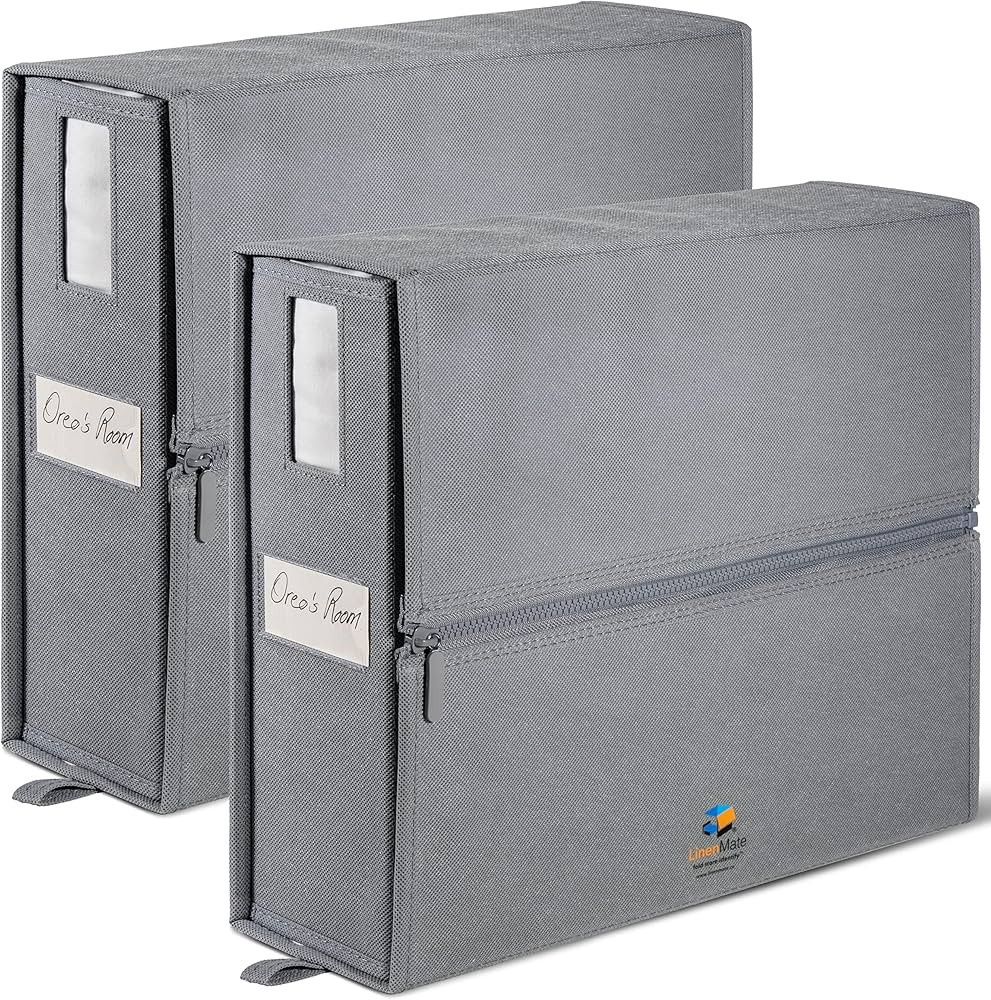LINENMATE XL (Queen or King) 2-Pack Storage Container, Foldable Bedding Organizer, Linen Fabric S... | Amazon (US)