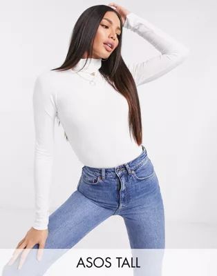 ASOS DESIGN Tall ultimate turtle neck long sleeve top in white | ASOS (Global)