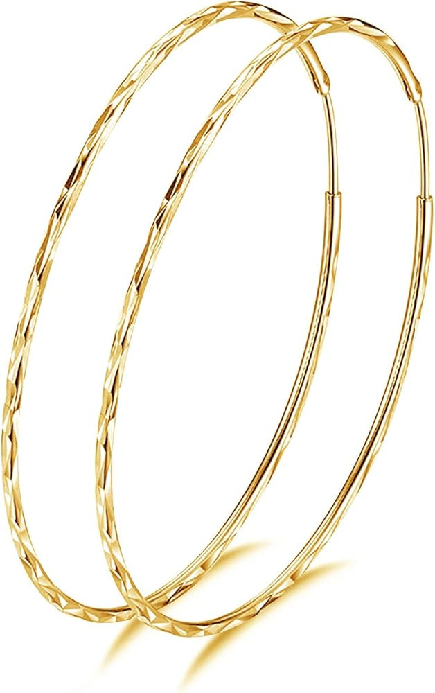 POPLYKE 925 Sterling Silver Circle Endless Hoop Earrings for Women Girls 20 30 40 50 60 70mm | Amazon (US)