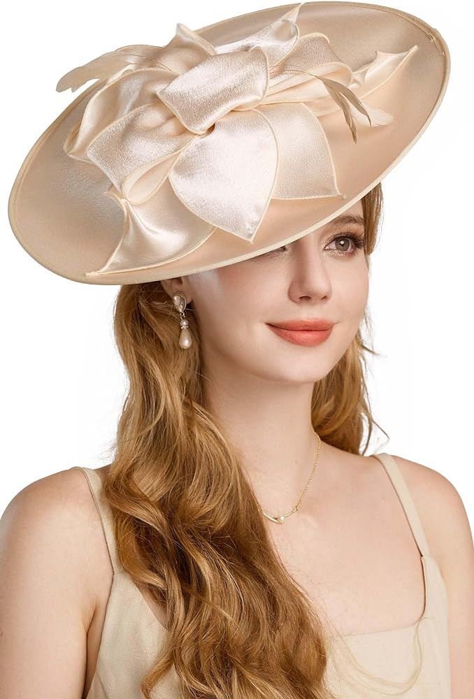 BABEYOND Derby Hats for Women - Fascinators Tea Party Hats Headband Wide Brim Fascinator Wedding ... | Amazon (US)