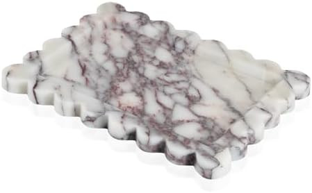 Calacatta Viola Scalloped Marble Tray, 11" x 8" Real Natural Marble Stone Tray, Luxury Decorative... | Amazon (US)