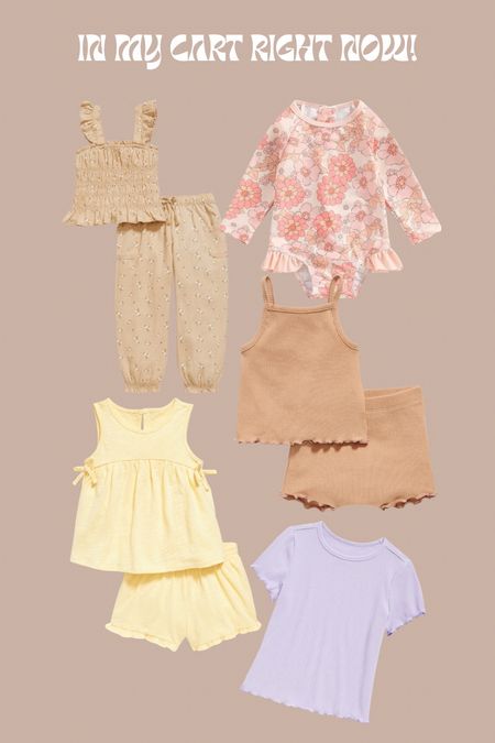 Toddler girl spring and summer in my cart! Old navy pieces on sale 50% off NOW!