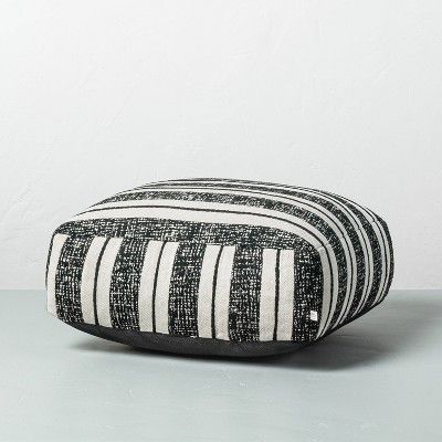 Bold Stripe Outdoor Floor Cushion Black/White - Hearth & Hand™ with Magnolia | Target