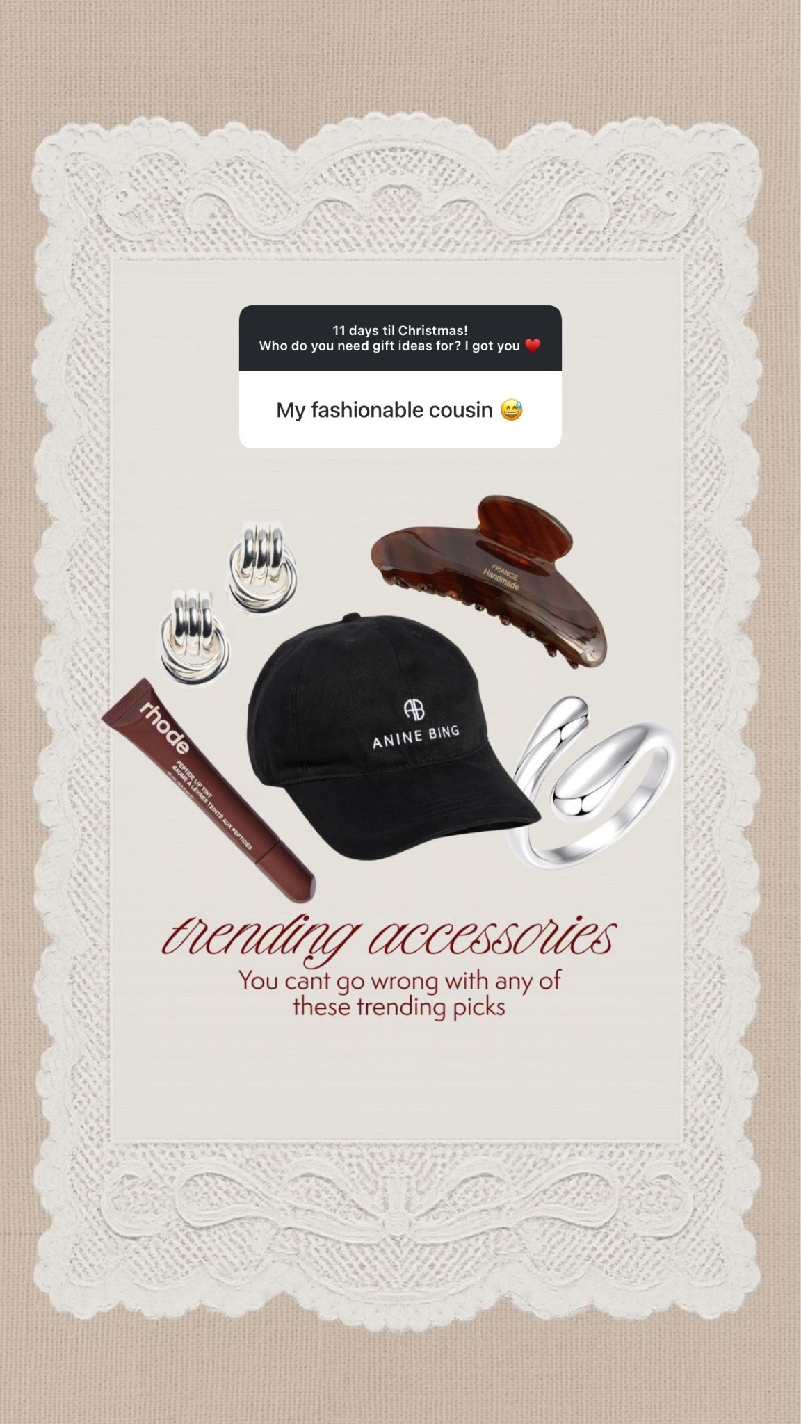 If you need a gift for your trendy friend, she will be sure to love these fashion favorites under $100 🤎

#GiftsForHer #GiftGuide #AnineBing #ClawClip #HeavenMayhem #Earrings #Accessories #Road #LipGloss #BeautyGift #FashionGift #Bestie #Amazon