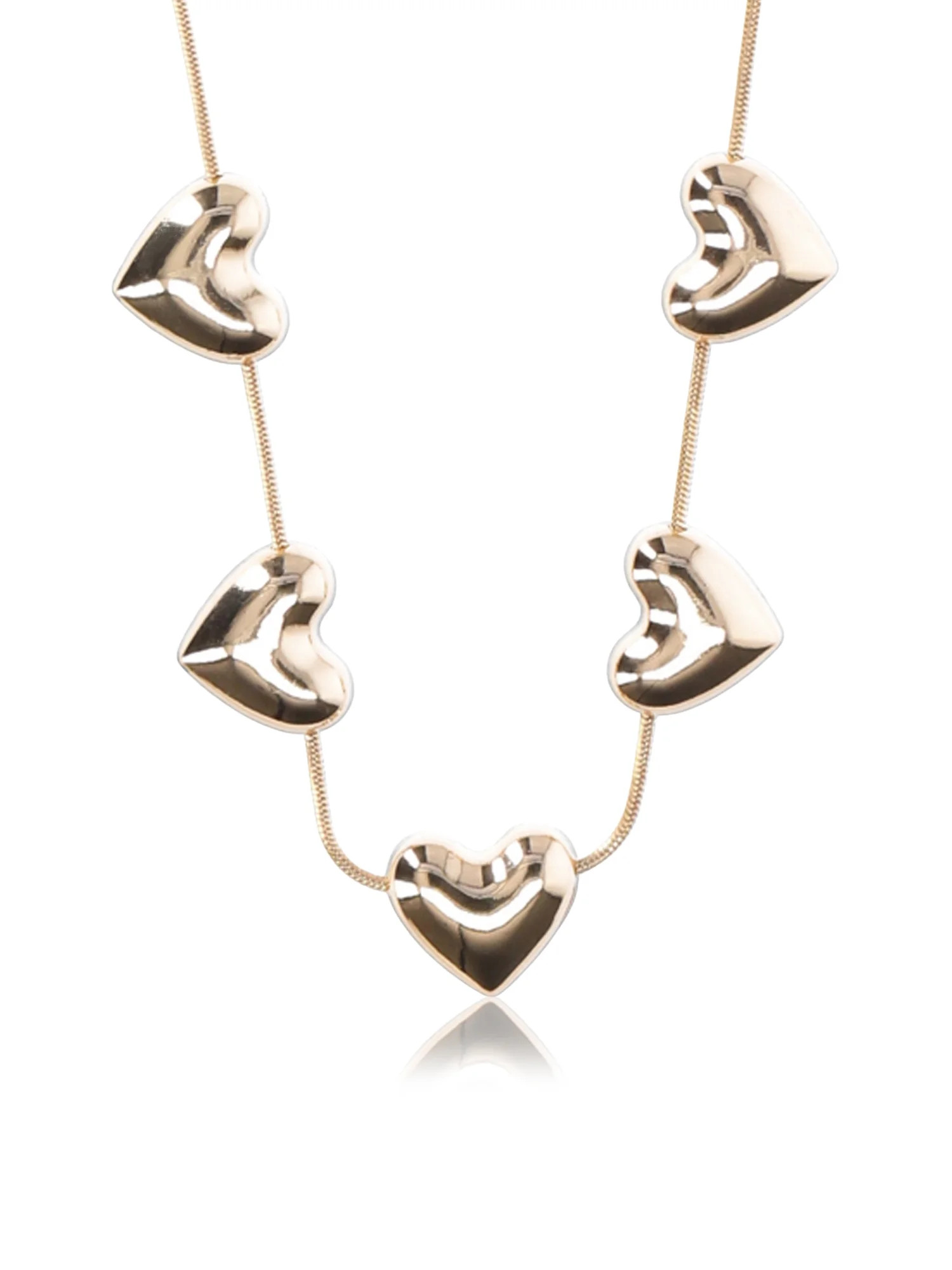 No Boundaries Gold-Tone Bubble Heart Station Necklace, Women’s | Walmart (US)