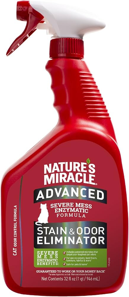 Nature's Miracle Advanced Cat Stain and Odor Eliminator Spray, Severe Mess Enzymatic Formula, 32 ... | Amazon (US)