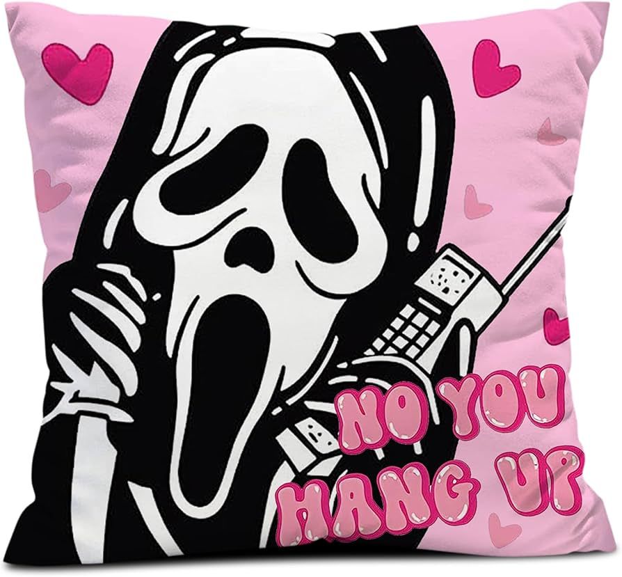 Snycler No You Hang Up Pink Ghost Scary Face Throw Pillow Cover Pink Pillowcase Horror Halloween ... | Amazon (US)