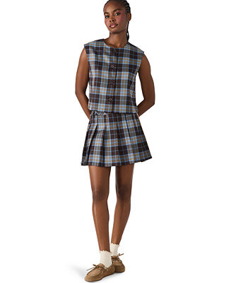 Women's Alessa Plaid Pattern Sleeveless Top | Macy's