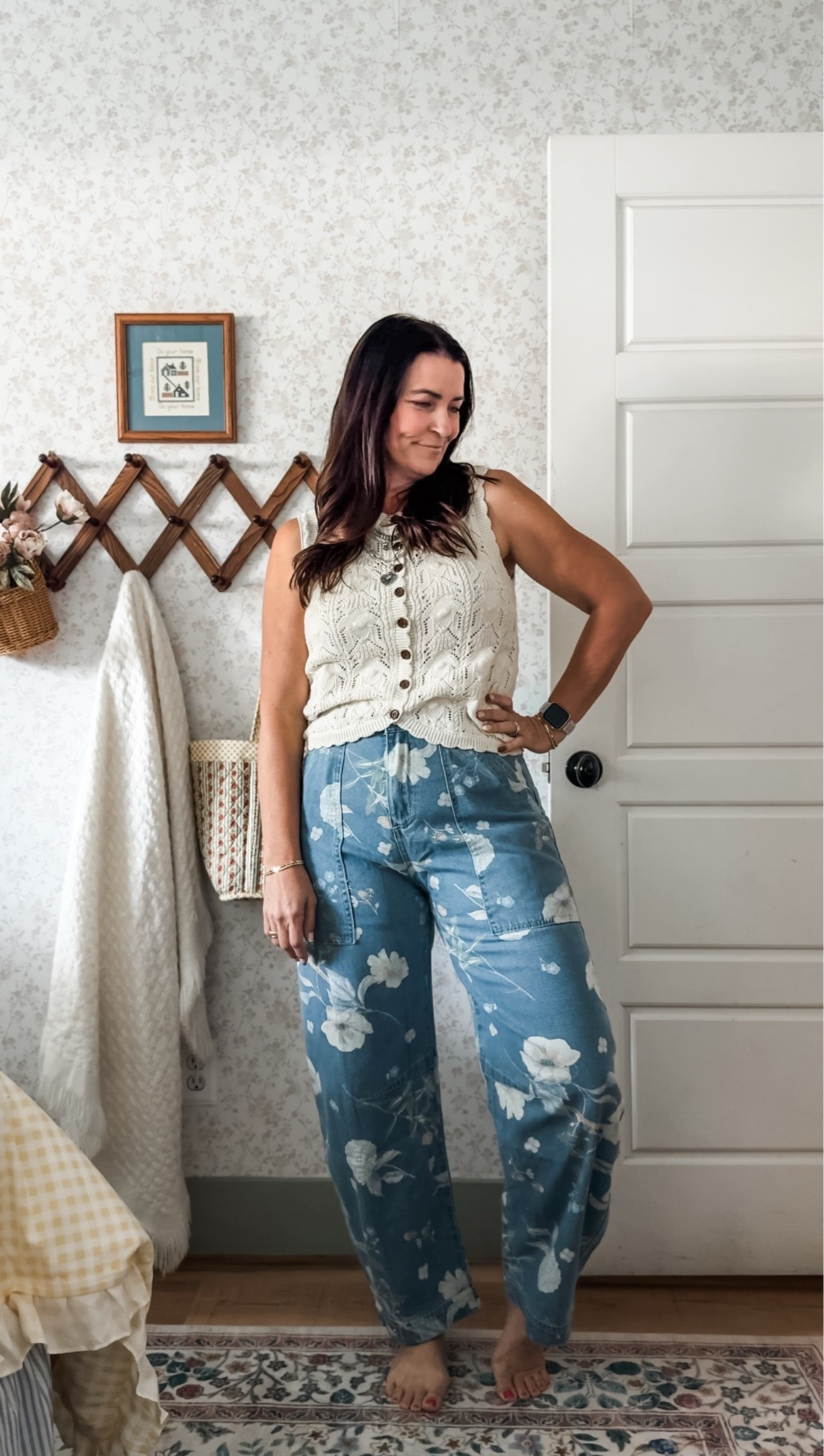 Easy boho fall outfit 🍂 A cozy knit top paired with flowy floral pants and a 4-layer necklace for that effortless, free-spirited look. Perfect for fall layering, casual days + cute everyday style. 🌼🤎

🤍 code LOLLYJANEBLOG saves 20%

#LTKootd #LTKOver40 #LTKSeasonal