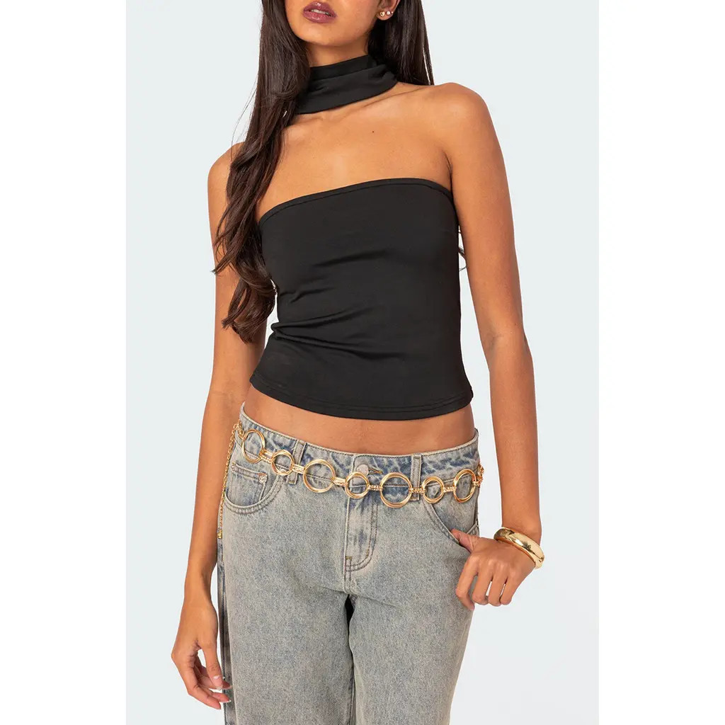 EDIKTED Alyssia Strapless Choker Top in Black at Nordstrom, Size Small | Nordstrom