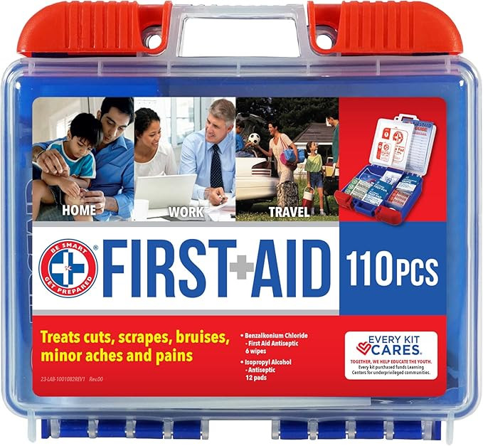Be Smart Get Prepared 110 Piece First Aid Kit: Clean, Treat, Protect Minor Cuts, Scrapes. Home, O... | Amazon (US)