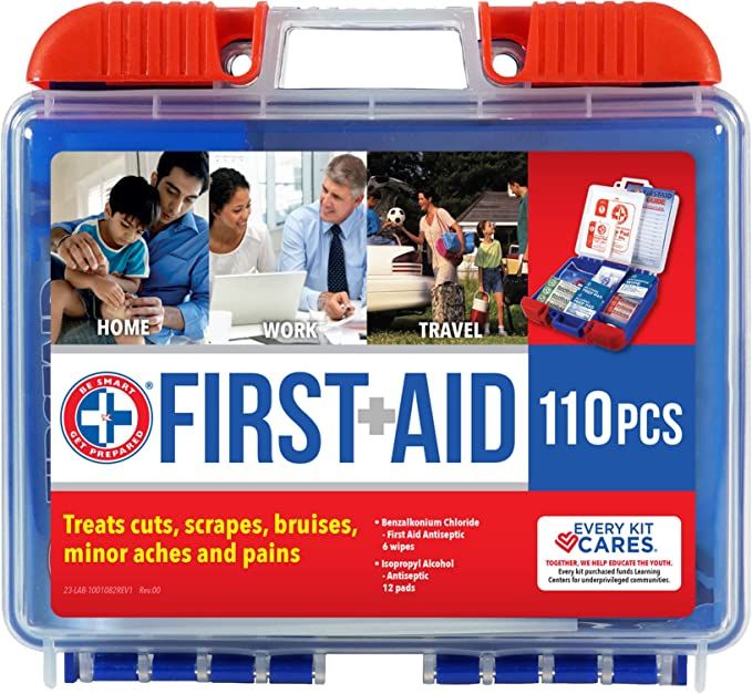 Be Smart Get Prepared 110 Piece First Aid Kit: Clean, Treat, Protect Minor Cuts, Scrapes. Home, O... | Amazon (US)