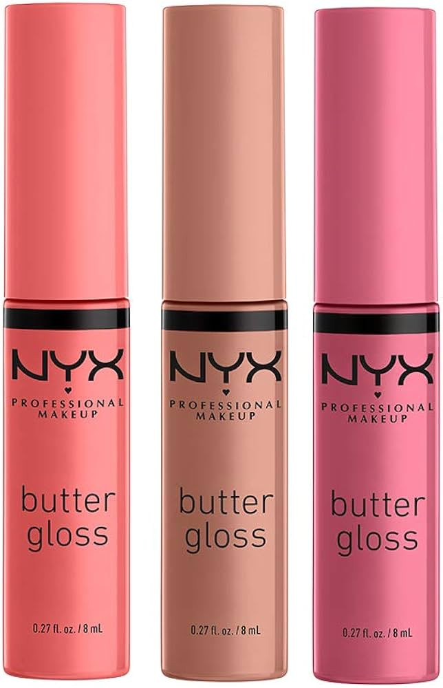 NYX PROFESSIONAL MAKEUP Butter Gloss, Non-Sticky Lip Gloss - Pack Of 3 (Angel Food Cake, Creme Br... | Amazon (US)