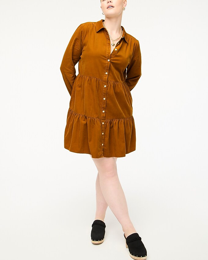 Corduroy collared mini shirtdress | J.Crew Factory