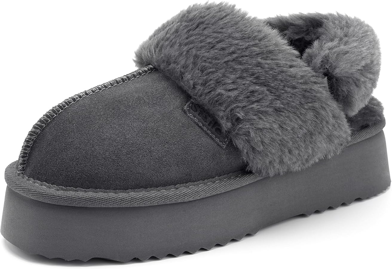 Stelle Genuine Suede Platform Slippers for Women Removable Backstrap Memory Foam Indoor Outdoor W... | Amazon (US)