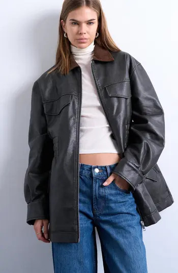 Cinch Waist Faux Leather Jacket | Nordstrom