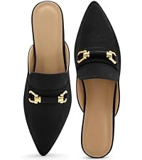 Womens Mules Buckle Flats: Classic Suede Slip On Shoes Dressy Pointed Toe Backless Loafers for Bu... | Amazon (US)