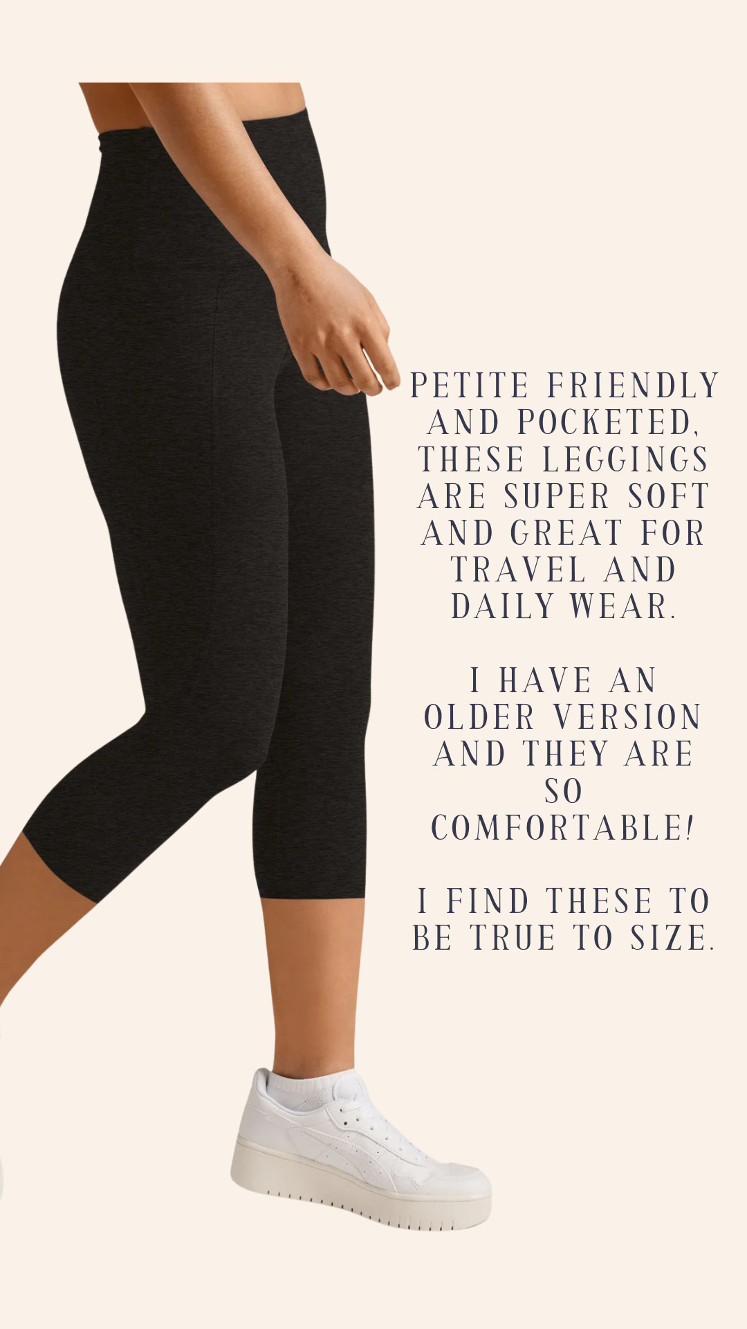 Petite friendly and pocketed, these Beyond Yoga leggings are super soft and great for travel and daily wear.

I have an older version and they are so comfortable! The fabric is super soft and breathable without being too heavy or too thin (not see through!). 

I find these cropped leggings to be true to size. They come in a few great colors, including a pretty seasonal green color!  

 #LTKSeasonal #LTKActive #LTKPetite