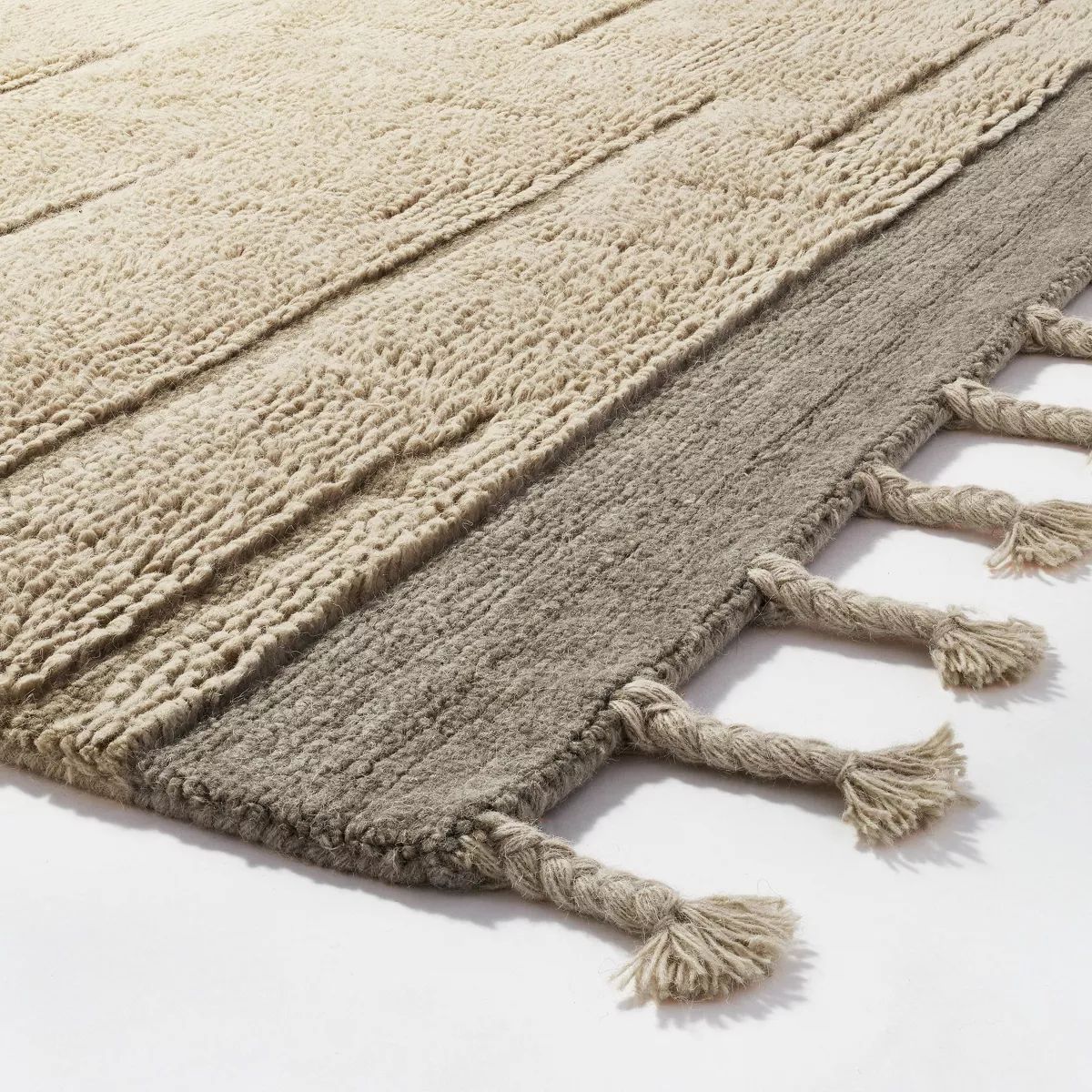 Rush Valley Wool Tufted Border with Tassels Rug Beige - Threshold™ designed with Studio McGee | Target