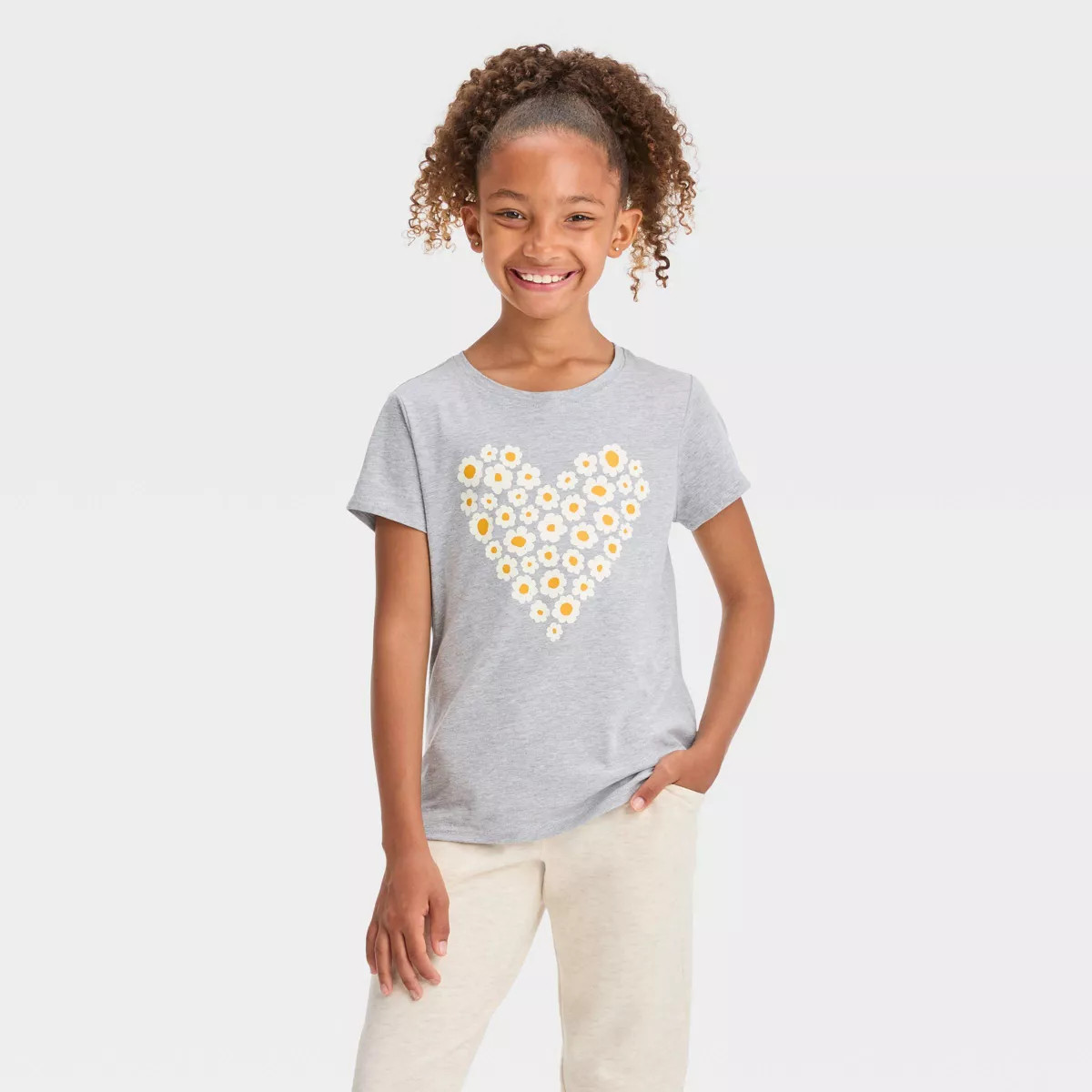 Girls' Short Sleeve Graphic T-Shirt - Cat & Jack™ Gray | Target