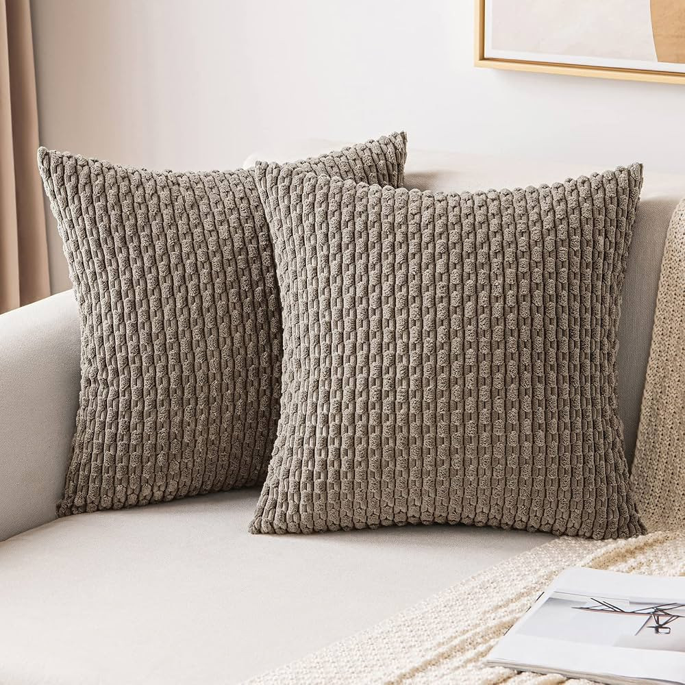 MIULEE Throw Pillow Covers Soft Corduroy Decorative Set of 2 Boho Striped Pillow Covers Pillowcas... | Amazon (US)
