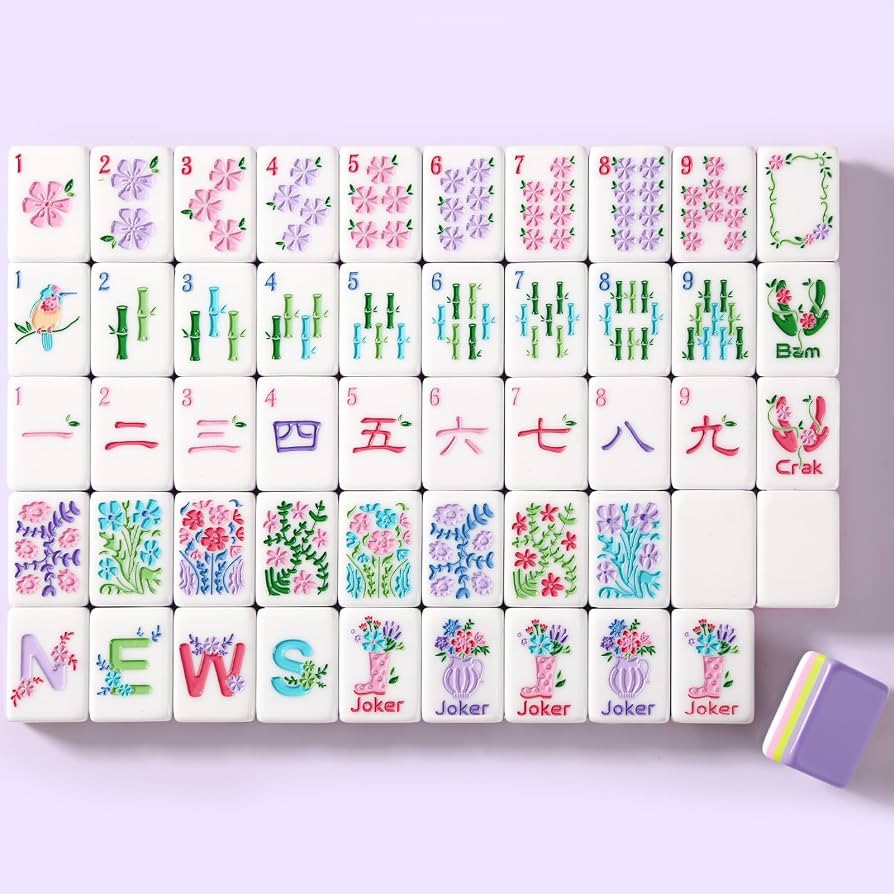 American Mahjong Tile Set, 160 Purple 4-Layer American Mahjong Tiles with Tile Bag, Storage Box &... | Amazon (US)
