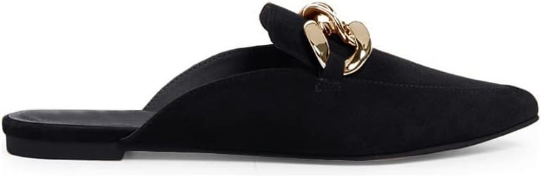 Juliet Holy Womens Mules Flats Pointed Toe Backless Loafers Slip on Metal Chain Slides | Amazon (US)