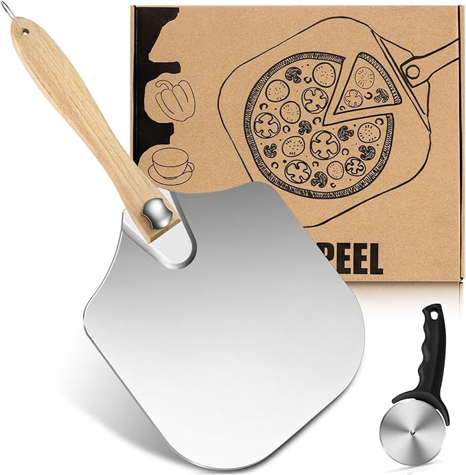 Pleafind Pizza Paddle Aluminum Pizza Spatula, Non-Stick Pizza Peel 28 inch with Foldable Wood Han... | Amazon (UK)