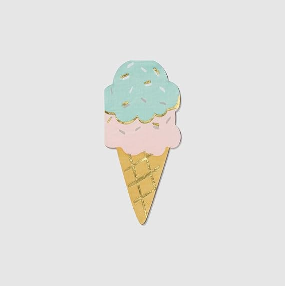 Coterie Ice Cream Cone Paper Napkins (Set of 25) - Ice Cream Cone Paper Napkins for Kid's Birthda... | Amazon (US)