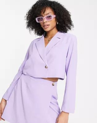 The Frolic cropped twill co-ord blazer in lilac | ASOS (Global)