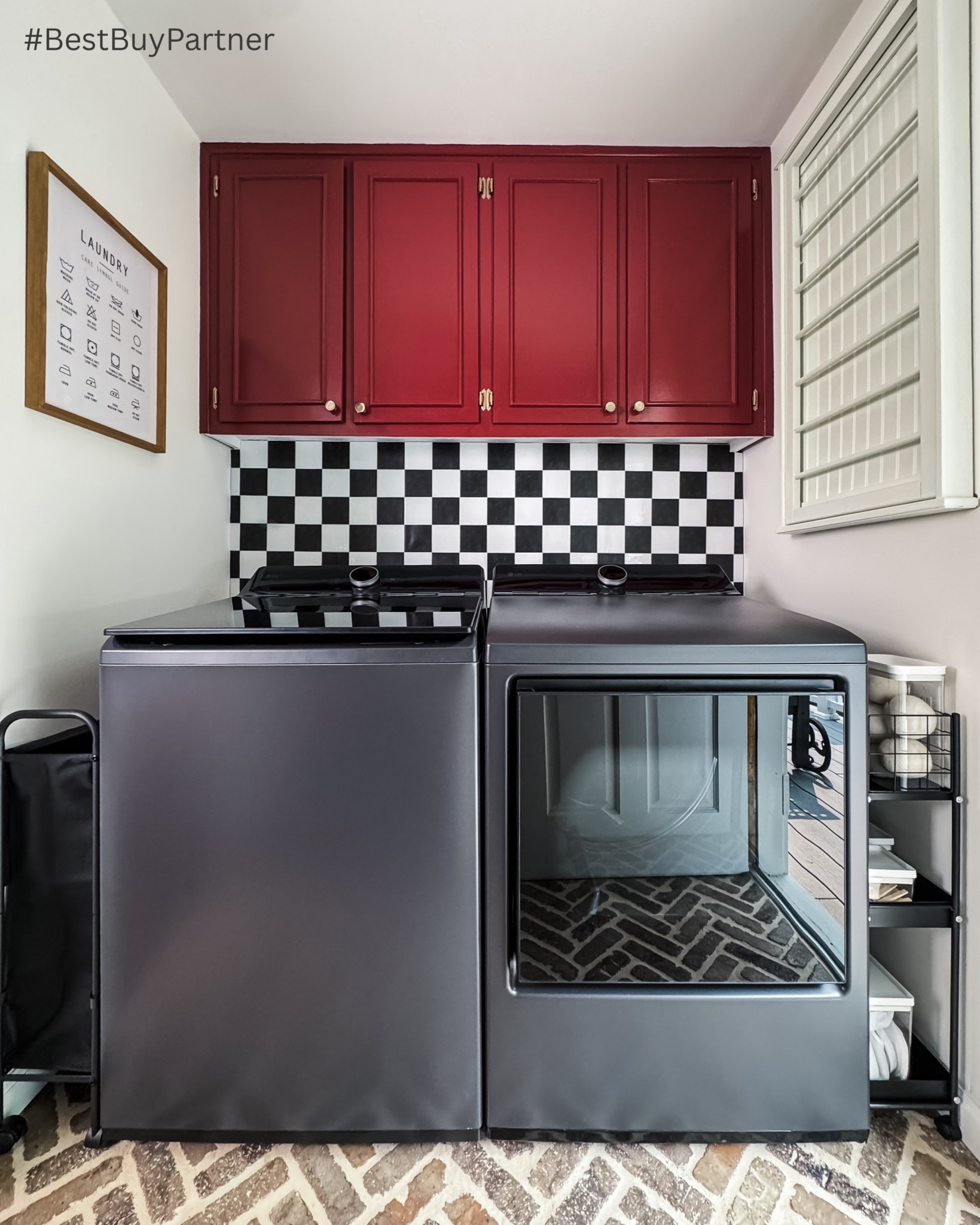 #BestBuyPartner | Life’s little moments unfold between cycles and this sleek, black LG Smart Top Load Washer and Dryer make laundry easier. 🧺 They were begging for a better space, so I gave them one! Below are my favorite features of the washer and dryer, now available at @BestBuy! 

- LG reimagined the Smart Top Load Washer with an angled design that makes reaching in easier and more ergonomic—without sacrificing capacity! 
- The ezDispense™ Automatic Dispenser holds detergent for up to 25 wash cycles, and the integrated water faucet helps pre-treat stains right in the tub. 
- I’m loving the 2-way EasyLoad™ door that makes transferring clothes into the dryer a breeze. 
- With the LG ThinQ® app, I get notifications when loads are done and can customize each cycle from my phone! 

Thanks to Best Buy for sponsoring this post! 

#LTKHome