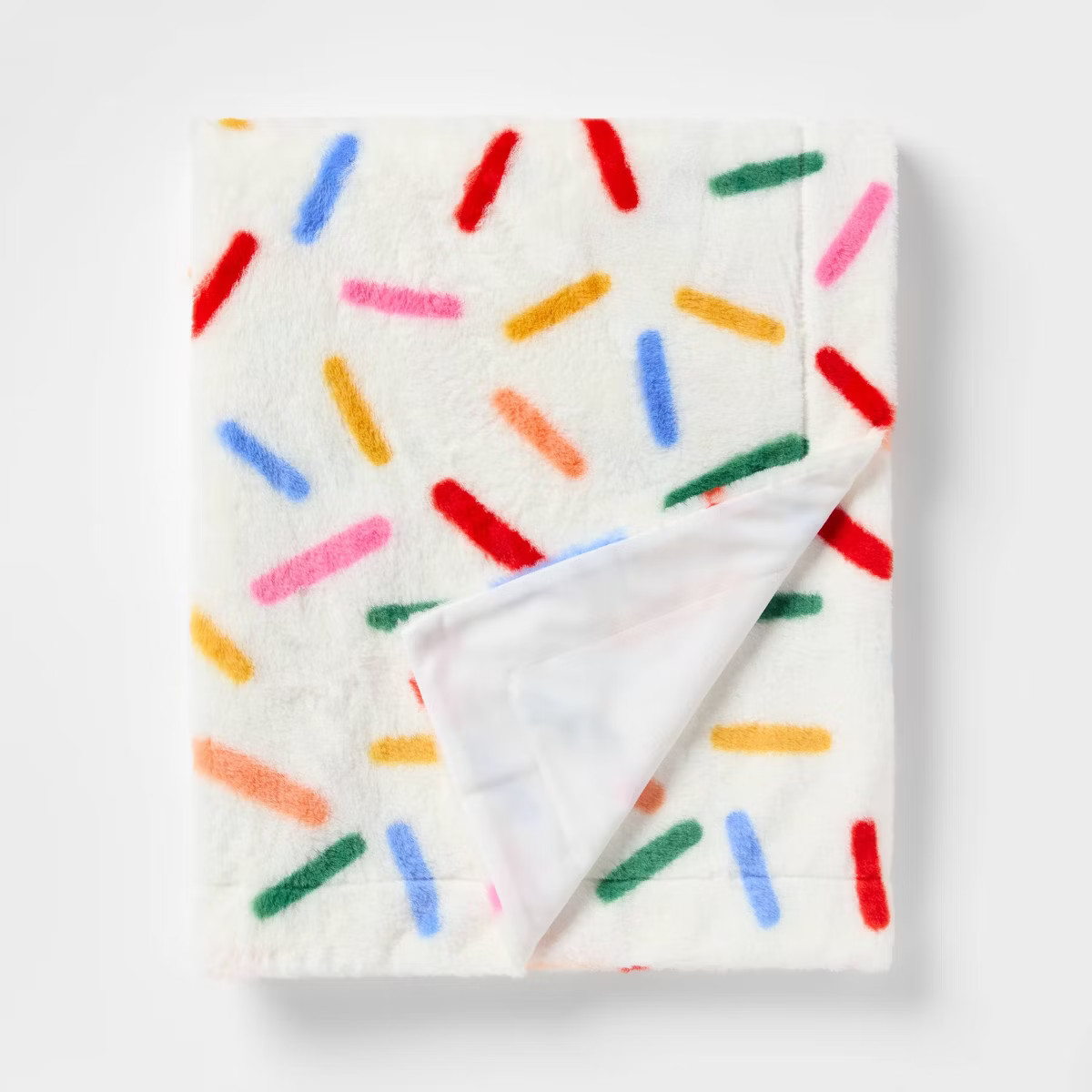 50"x60" Holiday Sprinkles Fuzzy Kids' Throw Blanket White - Pillowfort™ | Target