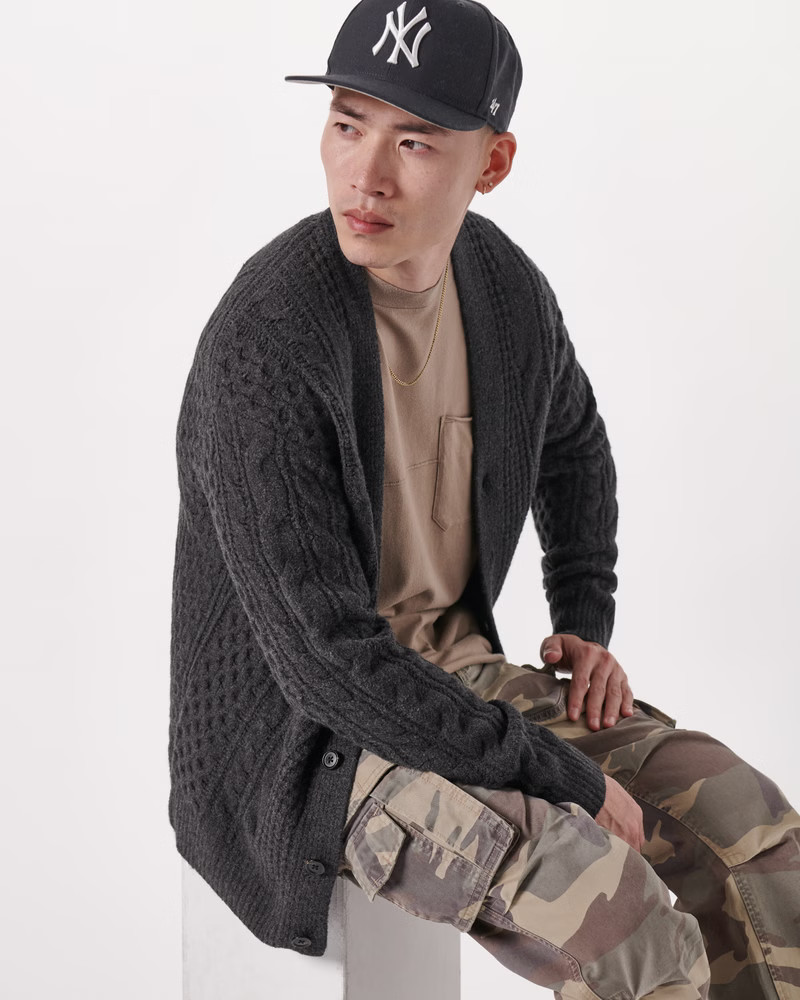 Men's Textured Cardigan | Men's Tops | Abercrombie.com | Abercrombie & Fitch (US)