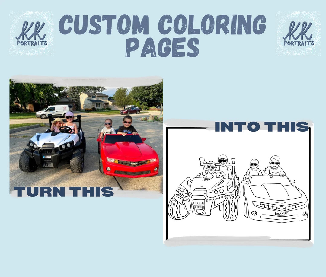 Custom Coloring Book Page From Photo, Perfect Gift for Kids , Digital Download, Turn Your Photo I... | Etsy (US)
