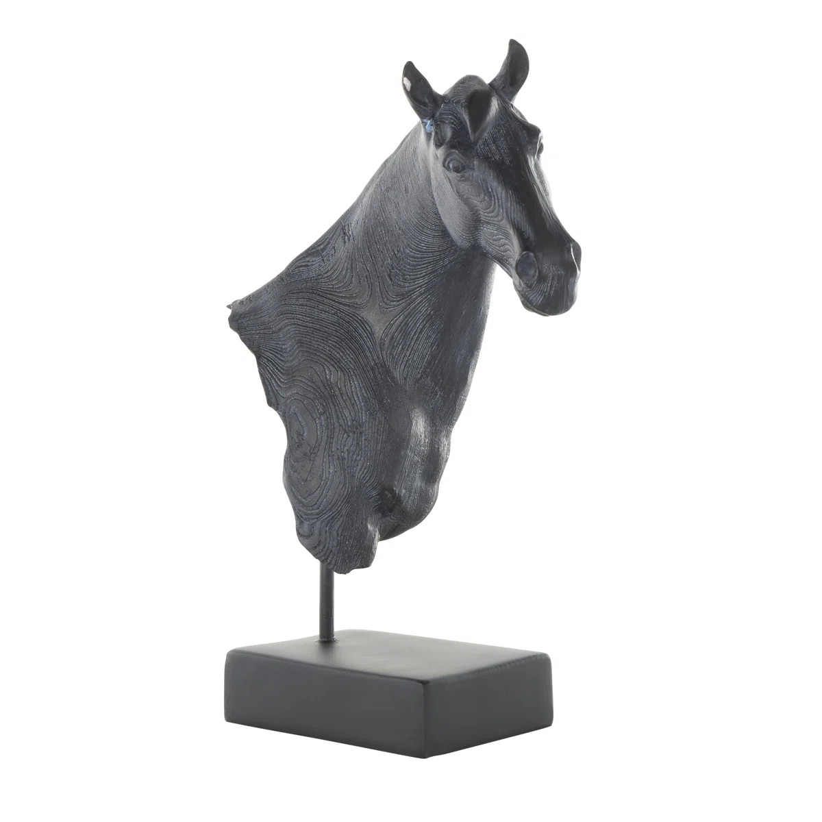 Cleaster Resin Horse Decorative Black Sculpture with Black Rectangular Base | Wayfair North America