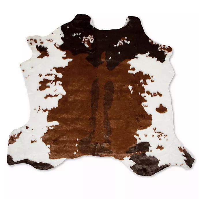 Luxe Faux Fur Hide 4-Foot 3-Inch x 5-Foot Rug/Throw in Chocolate/White | Bed Bath & Beyond