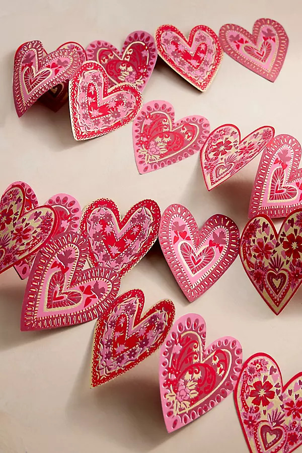 Hearts Paper Concertina Garland | Anthropologie (US)