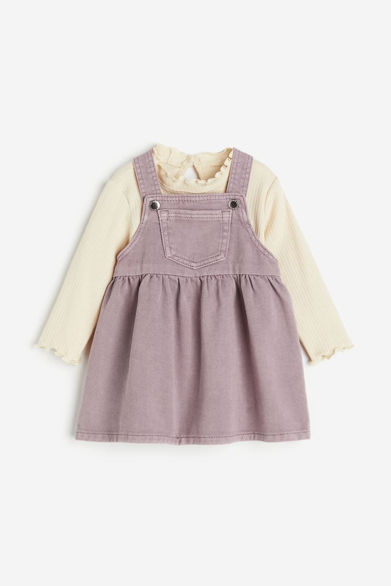 2-piece Top and Dress Set - Purple/light beige - Kids | H&M US | H&M (US + CA)