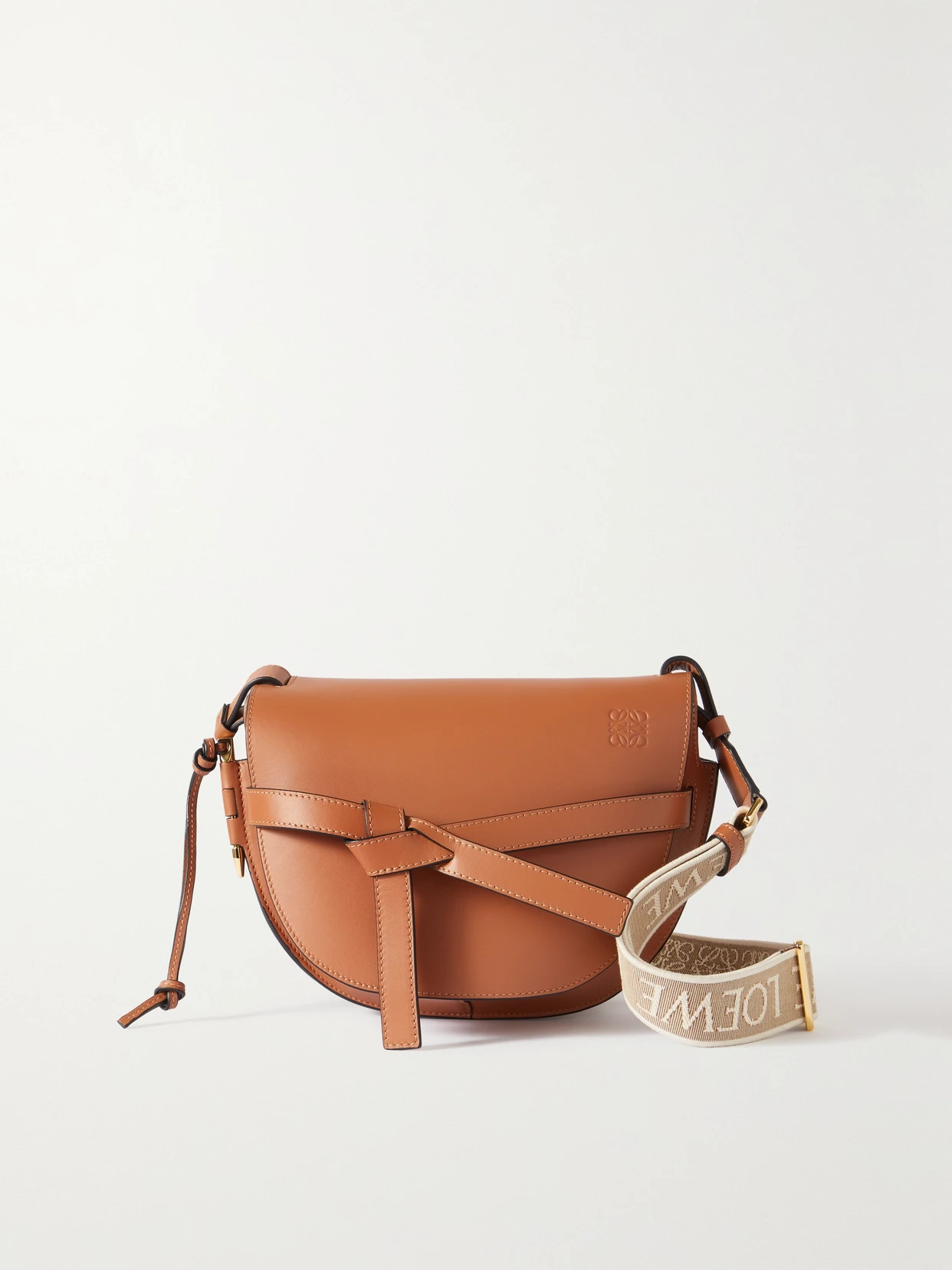 Loewe - Gate Small Canvas Jacquard-trimmed Leather Shoulder Bag - Brown | NET-A-PORTER (US)