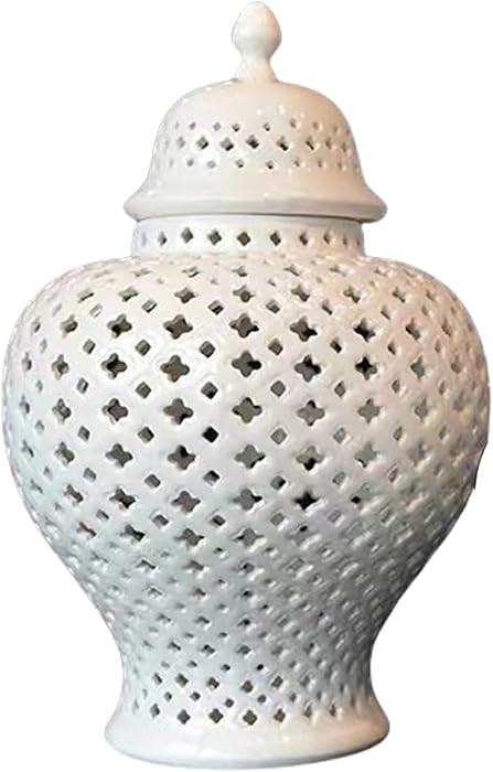 Ceramics Gingers Jar with Lid Decorative Flower Vases Cutout Lattice for Home or Kitchen Countert... | Amazon (US)