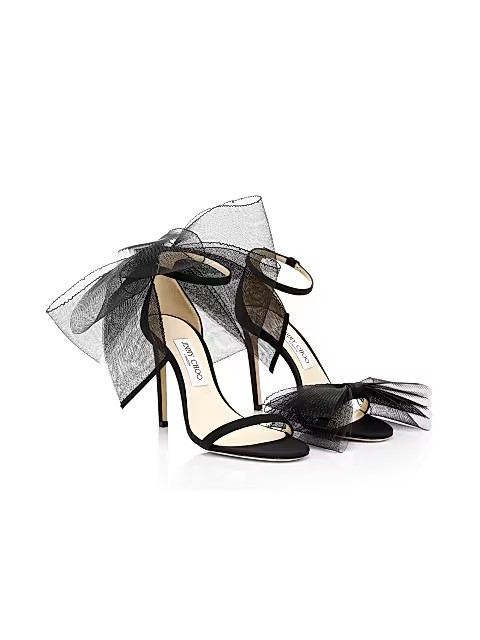 Jimmy Choo Aveline Tulle Bow Suede Sandals | Saks Fifth Avenue