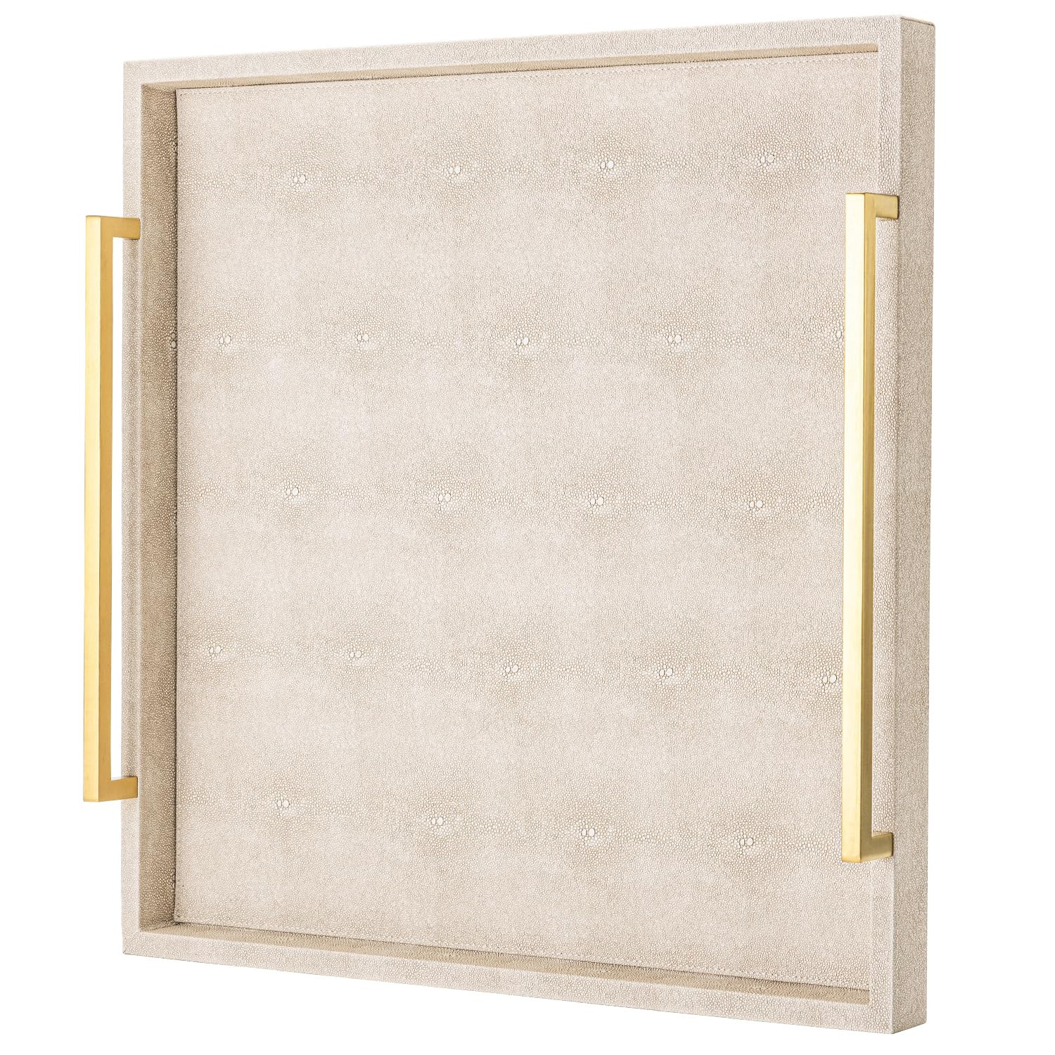 Large Ottoman Tray for Coffee Table,Square Shagreen Leather Decorative Tray with Gold Handles for... | Amazon (US)